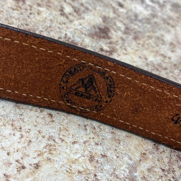Vintage Leegin brown braided leather belt with Montana German oval silver buckle main image 6